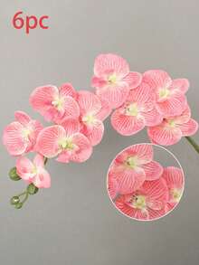 1 Pot Artificial Orchid, 9 Realistic Large Phalaenopsis Orchid Stems, Classic Style Artificial Orchid Decor, Decorative Silk Orchid Flowers, Artificial Flower Branches, Suitable For Valentine's Day, Mother's Day, Spring Decor, Gifts For Women, Living Room Home Decor, Hotel Wedding Floral Arrangement. - Pink - View 7