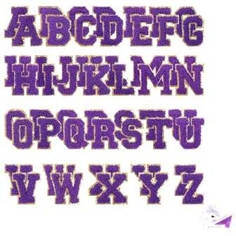 52pcs Purple Alphabet Letter Embroidered Patches, Self-Adhesive A-Z Set, European And American Style Fuzzy Letter Stickers With Faux Leather Backing, Large Size Letter Patches For DIY Clothing, Backpacks, Hats, Personality Letter Badge Decoration, Sequin Frame Decor, Suitable For Back To School, Campus Style Gifts, DIY Crafts, Seasonal Decoration