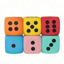 6 piezas de dados de espuma suave de 38 mm - Perfectos para aprender y jugar - Adecuados para cumpleaños, Navidad, Año Nuevo, Ramadán y otros festivales, ideales para fiestas de cumpleaños, juegos de dados de vacaciones en general, juegos de mesa, accesorios divertidos, accesorios de juego, artículos para fiestas. - Multicolor - Ver 3