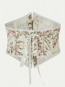 1件涤纶花卉刺绣腰带，波西米亚风可爱花卉束腰带，女士款 - 米色 - 查看 6