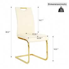 MH Global Modern Pu Leather Dining Chair Set With Golden C-Shaped Metal Legs Set Of 2 Set Of 4 Set Of 6 - Two Beige Chairs With Gold Legs - View 6