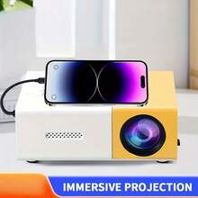 Proyector portátil 1080P con altavoces estéreo incorporados, corrección de distorsión trapezoidal, control remoto, compatible con múltiples dispositivos, proyector de cine en casa y al aire libre para mejorar tu experiencia de películas, TV y juegos
