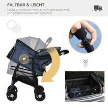 PawHut Dog Stroller, Foldable Dog Pram With Cushion, 4 Wheels, Mesh Window For Small Dogs And Cats, 600D Oxford Material - 1 - 查看 2