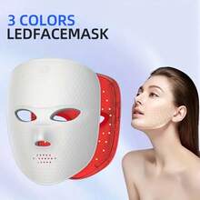 7-Color LED Light Photon Facial Mask, Rechargeable Touchscreen Adjustable Photon Therapy Face Mask, Soft Silicone Portable Home Facial Beauty Device, Best Gift For Valentine's Day - 白色 - 查看 8