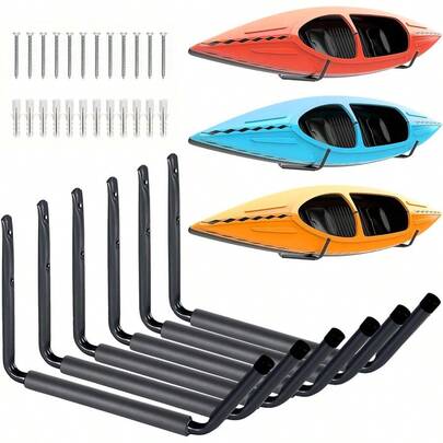 Kayak Storage Rack Wall Mount 15" Kayak Hooks Heavy Duty Garage Storage Hooks For Kayaks Suitable For Hanging Ladders Bikes Kayak Storage Racks