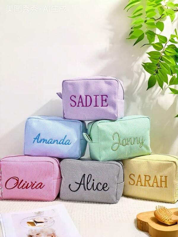 1 Pc Personalized Custom Embroidery Bag Cosmetic/Storage/Toiletry Bag Light Convenient Large Capacity Versatile Embroidery Customization Ideal Gift For Girlfriend Family Classmates Sisters Suitable For Business Trips Vacations Bridesmaid Gifts Makeup Bag Personalized Gift For Her Bridesmaid Proposal Gift Cosmetic Bag Bachelorette Gift Bride Squad Party Favours,Festive Calendar