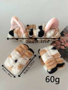 1 pieza/1 set (Diadema - 1 pieza + Muñequera - 2 piezas) Diadema con orejas de gato a lunares y rayas, muñequera multifuncional impermeable para lavarse la cara, maquillaje y cuidado de la piel, decoración del hogar y del baño, decoración de otoño, vuelta al colegio, cabello