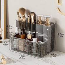 1 件水晶编织藤条风格化妆品收纳盒，3 个房间，宠物材料 - 彩色 - 查看 10