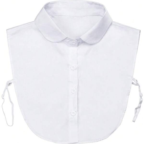Blusa con cuello desmontable para mujeres, camisas falsas de media para niñas, cuello postizo falso