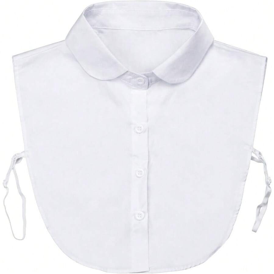 Detachable Dickey Collar Blouse For Women, Fake Half Shirts Faux False Collar For Girls Favors - Round Collar, White - View 1