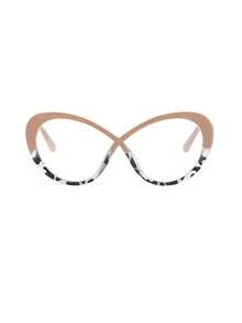 1 Stück modische dekorative Brillen ohne Sehstärke mit neuartigem mehrfarbigem Planoglas-Design, Brillenzubehör für Frauen - Oben rosa, unten Leopardenmuster. - Übersicht 2