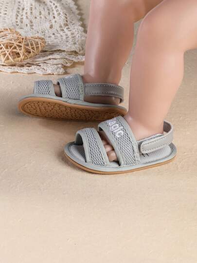 0-1 Year Old Infant/Toddler Unisex Summer New Solid Color Letter Minimalist Sandals, Soft Bottom Anti-Slip Prewalker Shoes