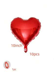 10pcs/20pcs 5/10/18 Inch Romantic Red Heart Shaped Foil Balloons, Suitable For Valentine's Day, Wedding, Anniversary, Birthday, Singles Party, Party Decorations And Celebrations - Red - View 9