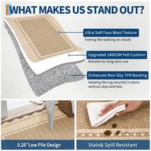 1PCS Room Decor Bordered Rug Scalloped Geometric Pattern Modern Washable Low Pile Area Rug For Living Room Bedroom Contemporary Non Slip Large Rug Low Pile Stain Resistant Carpet For Classroom Dining Room Runner For Hallway Kitchen Enterway - Buff Yellow - View 5