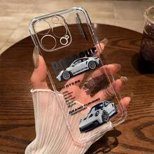 Compatible con iPhone 17, 16, 15, 14, 13, 12, 11 Pro Plus Max, así como con Galaxy, Honor, Redmi, OPPO, Moto y Transsion. Funda transparente con un moderno diseño de coche deportivo. Ideal como regalo de cumpleaños para tu pareja o para ti mismo/a. - transparente - Ver 2