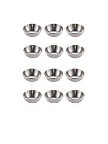 6件套/12件套韩式不锈钢烧烤蘸酱碟，商用小碟，火锅蘸酱碗，酱油碟 - 銀色 - 查看 10