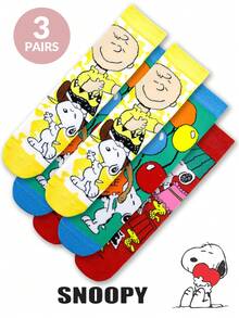 1/3/4 Pairs Snoopy Cartoon Socks, Comfortable Soft Sports Socks For Men And Women, All Season Wear, Creative Cartoon Pattern Fashion Versatile Soft Comfortable Socks - Multicolor - View 10
