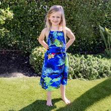 Matching Family Hawaiian Outfits Tropical Blue Palm Tree Print Shirt / Dress Summer Beach Vacation Coordinated Outfit Set - Màu xanh lam - Xem 4