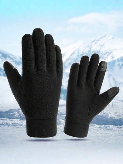 1 Pair Of Women'S Winter Outdoor Touchscreen Gloves That Are Warm, Thick, And Thermal Lined, Suitable For Driving And Cycling In Cold Weather. These Stylish And Versatile Gloves Are Perfect For Couples During The Winter Season