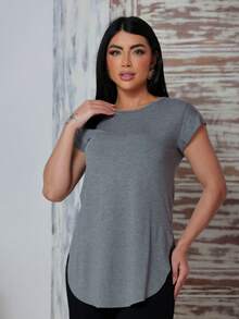 Kit Of 2 Women's Long-Sleeved Gym Tops With Butt-Covering Effect. - 軍綠色/鉛 - 查看 5