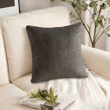1pc/2pcs Velvet Solid Color Decorative Throw Pillow Cover (Pillow Insert Not Included), Square Cushion Cover, Holiday Home Pillow Decor, Soft Comfortable Fabric, Modern Decor For Sofa, Home Bedroom, Dorm - Dark Grey - View 14