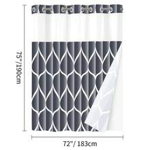 Geometric Wavy Shower Curtain Without Hooks, Double-Layer Shower Curtain With Inner Lining, Soft Polyester Fabric, Fashionable And Simple Style Home Decoration, Bathroom Accessory, 72x75in - 深灰色 - 查看 8