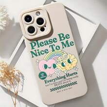 2026 nueva funda de teléfono mate, funda de teléfono con diseño de nubes lindas, arcoíris y flores, por favor sé amable conmigo, todo duele, texto para iPhone 17 14 13 12 11 Pro Max, funda de teléfono  Galaxy S23 S22 S21 S20 Plus Ultra, regalo de pareja para él y ella, regalo de San Valentín o cumpleaños - Negro - Ver 6