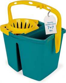 - Secchio per mocio in plastica doppia vasca - Mocio 7 litri con strizzatore - 2 vasche per acqua pulita sporca - Secchio per mocio professionale fatto in casa - Verde - Visualizzare 8