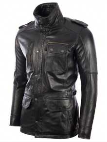 AVIATRIX Men's Real Leather Field Coat Black ZGOK - Black - View 2