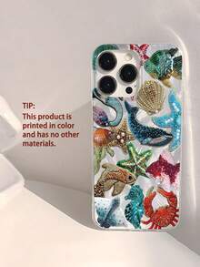 夏季手机壳 1 件 椰子树、石榴花、海龟图案 防水、防指纹、防刮、透明、IMD、光滑柔软光面手机壳 兼容 16/16 Plus/16 Pro/16 Pro Max