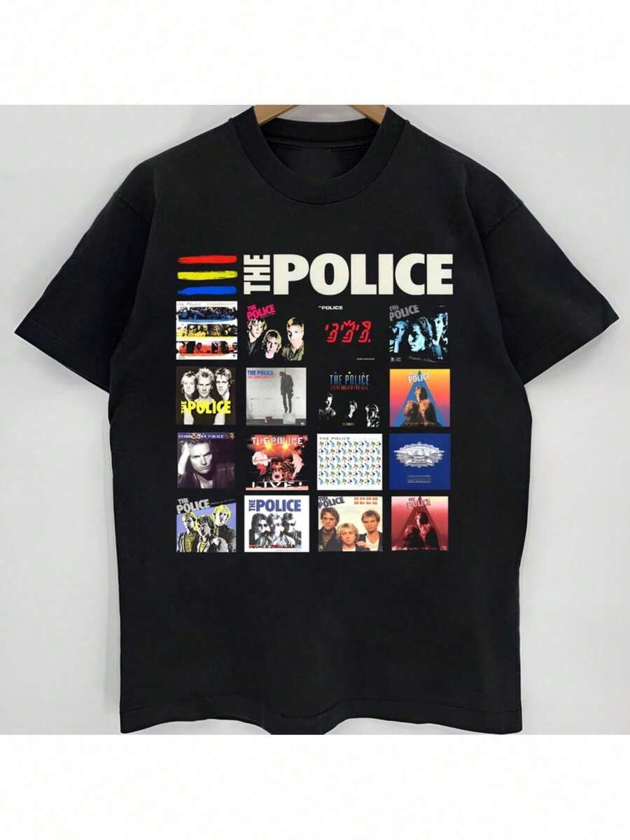 Herren-T-Shirt Die Polizeiband - Offizieller Album-Kunstdruck Mit Sting, Andy Summers & Stewart Copeland - Bequemes Kurzarmshirt Mit Rundhalsausschnitt Für Konzerte, Freizeitkleidung (S-2345XL) - Vintage Musikfan-Bekleidung, Perfektes Geschenk Für Musiker (Valentinstag, Weihnachten, Geburtstag), Fan-Merchandise, Langlebiges Design, Grafik-T-Shirt Für Männer, Herrenhemd - Schwarz - Übersicht 1