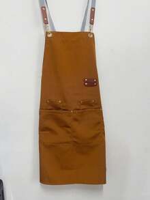 防水帆布围裙，带口袋 - 男女通用涤纶混纺可调节厨师围裙，适用于厨房、餐厅、咖啡馆 | 采用耐用、防污防油的编织面料，配有可调节肩带 - 彩色 - 查看 12