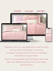 1pc Quilted Comforter, Cloud-Like Comfortable Down Alternative Comforter Suitable For All Sizes (Twin, Full, Queen, King), All Season, Machine Washable, Oeko-Tex Certified, Light Pink