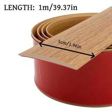 1pc 5cm/1.96in Peel And Stick Floor Transition Strips, Self-Adhesive Wood Grain Flooring Edge Trim, Easy To Cut Edge Sealing Tape - Ideal For Seamless Indoor Wall And Subfloor Decor, Gap Coverage, For Home And Construction Projects, Multi-Purpose Wood Grain Surface - Multicolor - View 3