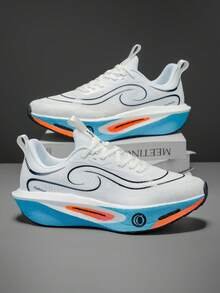 男士户外跑步鞋，经典时尚多色男士跑步鞋，纯色简约设计，舒适内衬，适合公路、户外、马拉松、训练、步行、徒步旅行等。 - 白藍 - 查看 5