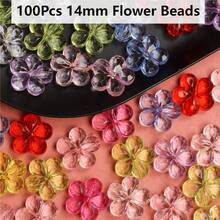100Pcs 14mm Multicolor Spacer Loose Beads With Hole Flower Shape Handmade Material - 100 hạt cánh hoa 14mm - Xem 1