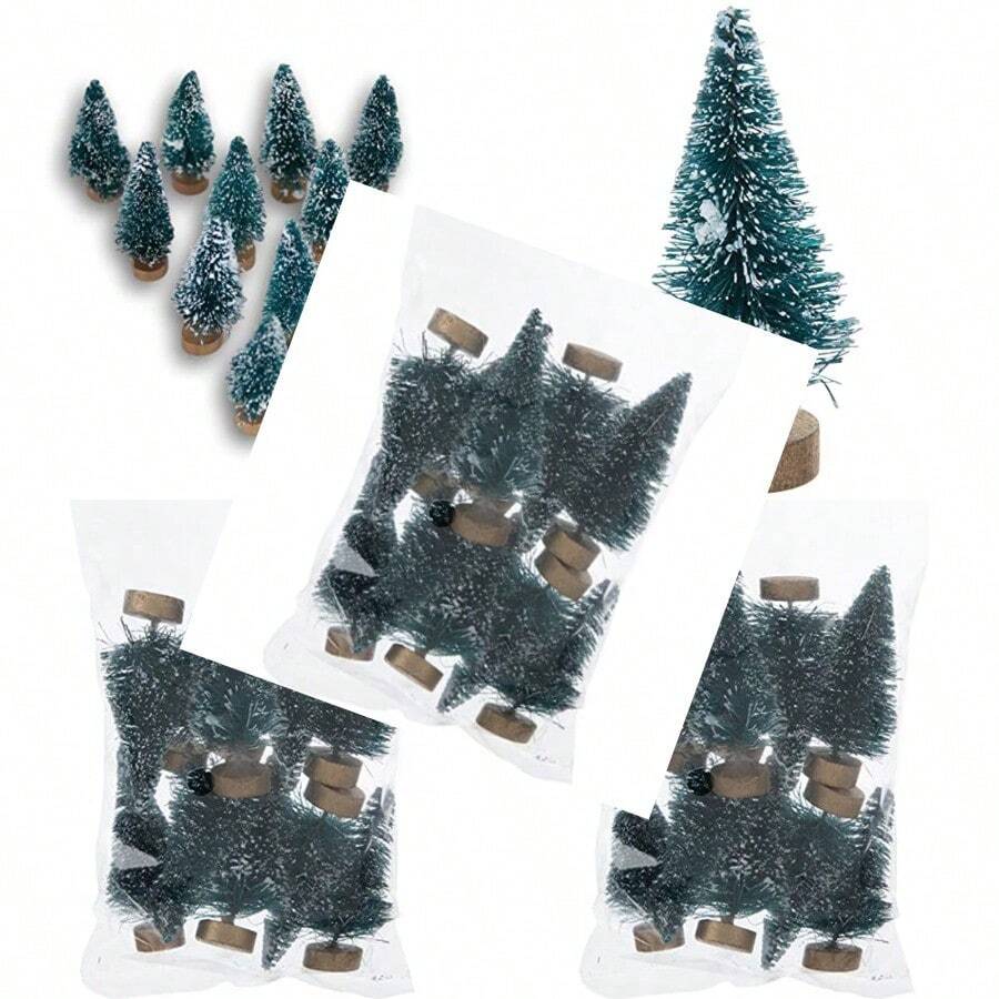 Mini Sisal Trees With Bases For Tabletop Model Train Diorama Craft Bottle Brush Christmas Pine Trees - 2.375 Inch -10 Count - màu xanh lá - Xem 1