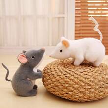 1pc Adorable Plush Realistic Mouse Stuffed Animal Doll, Soft Fluffy Cute Big Ear Mouse Doll, Funny Pet Doll, Cat Doll, Children's Birthday Gift - Multicolor - View 5
