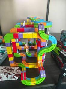 轨道车玩具 - 32/48/88 件套柔性轨道套装，合金轨道车，带电动火车和交通标志，儿童多人竞技 DIY 轨道玩具套装，组装拼接式亲子互动趣味玩具车，适合 3-12 岁男孩女孩，生日派对礼物，圣诞礼物，汽车玩具，男孩玩具，汽车轨道，火车轨道，男孩玩具