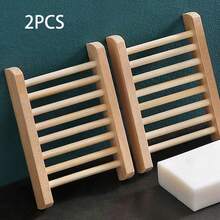 1/2/4 khay đựng xà phòng bằng gỗ tự nhiên có lỗ thoát nước, kiểu dáng Boho, làm thủ công bằng tre, thích hợp để đựng xà phòng trong phòng tắm, nhà bếp và bồn rửa. - Màu be - Xem 14