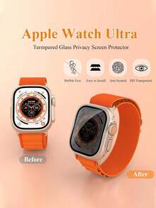 3pcs Anti-Peeping New 11th Gen Screen Protector, Applicable Toh Ultra/SE/8/7/6/5/4/3/2/1/10/11, 38/40/41/42/44/45/49/46mm, 3D Full Coverage Watch Film, Anti-Peeping Film - Black - View 3