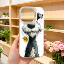 Cubierta de teléfono con diseño de perro blanco y negro con flor amarilla funda protectora elegante y divertida para uso diario en floristerías y salidas urbanas Aplicable a los teléfonos de la serie Apple y Galaxy - Negro - Ver 5