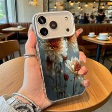 Funda de Teléfono Diseño Floral Transparente con Flores Blancas y Marrones para  14 Pro Max  13 Pro  Galaxy S23 S22 Plus Ajuste Universal para Todas las Estaciones Opción de Regalo Ideal - Negro - Ver 1