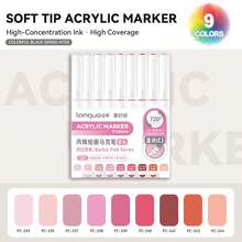Languo 207色直涂式丙烯颜料马克笔套装，1.0mm软毛笔头，大容量防水速干不渗墨顺滑墨水，高遮盖力均匀覆盖，适用于多种表面，如石头、玻璃、陶瓷、金属、木材、画布等，优质艺术家绘画用品及返校必备品。 - 彩色 - 查看 31