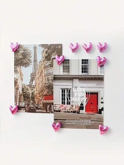 6pcs Cute Heart Magnets For Fridge, Pink Refrigerator Magnets, Small Heart Decorative Magnet Set For Fridge Whiteboard Photos Decor, Romantic Decorations, Special Nights, Anniversary Decorations, Valentine's Day Party Supplies, Creative 3D Home Message Board Magnets, Pink Heart Blossom Magnets