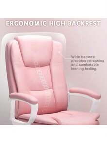 Office Desk Chair, High Back Executive Computer Chair, Ergonomic Big And Tall Adjustable PU Leather Chairs With Padded Armrest For Long Time Sitting,Thanksgiving,Christmas Gift - Hồng - Xem 3