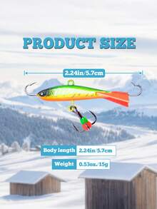 GOTURE 1 pieza Anzuelo de pesca de hielo, cebo equilibrado, cebo de pesca de hielo 3D multicolor, cebo de anzuelo triple, adecuado para pesca de atún, salmón, pez espada, lubina rayada y lubina real - Multicolor - Ver 4