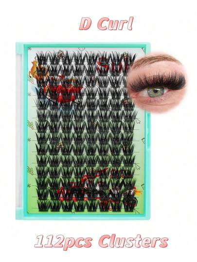 Sulv ขนตากลุ่ม 112 ชิ้น ขนาด 10 มม., 12 มม., 14 มม., 16 มม., 18 มม., 20 มม. ขนตากลุ่มแบบแยกส่วน D Curl DIY ขนตากลุ่มสำหรับการต่อขนตาแต่งหน้าประจำวัน DIY ที่บ้าน