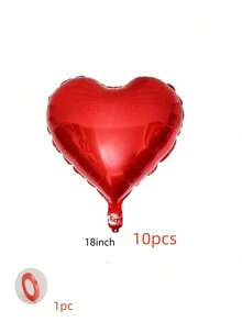 10pcs/20pcs 5/10/18 Inch Romantic Red Heart Shaped Foil Balloons, Suitable For Valentine's Day, Wedding, Anniversary, Birthday, Singles Party, Party Decorations And Celebrations - Red - View 7