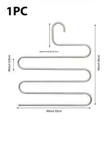 Percha para pantalones en forma de S, estante de almacenamiento multicapa para armario, antideslizante y ahorra espacio, adecuado para pantalones, vaqueros, etc., percha multifuncional, estante de almacenamiento para armario, esencial para la vuelta al cole - Plateado - Ver 14